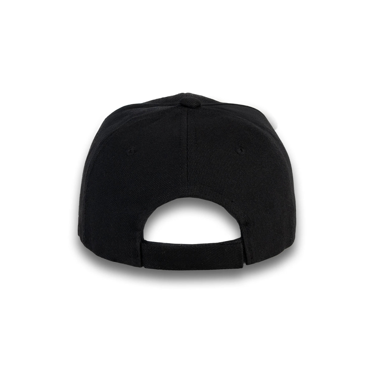 GJ-1 black wholesale 6-panel velcro hat back view