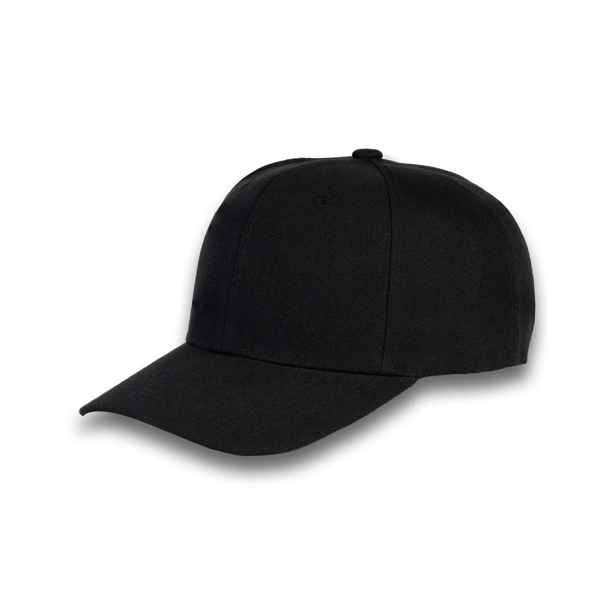GJ-1 black wholesale 6-panel velcro hat front view