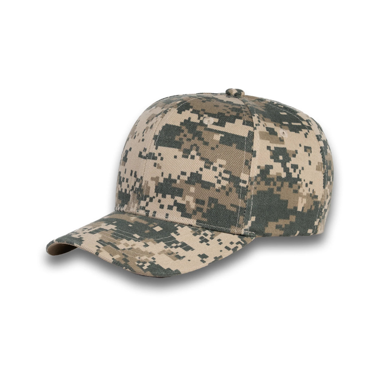 GJ-1 digi camo wholesale 6-panel velcro hat front view