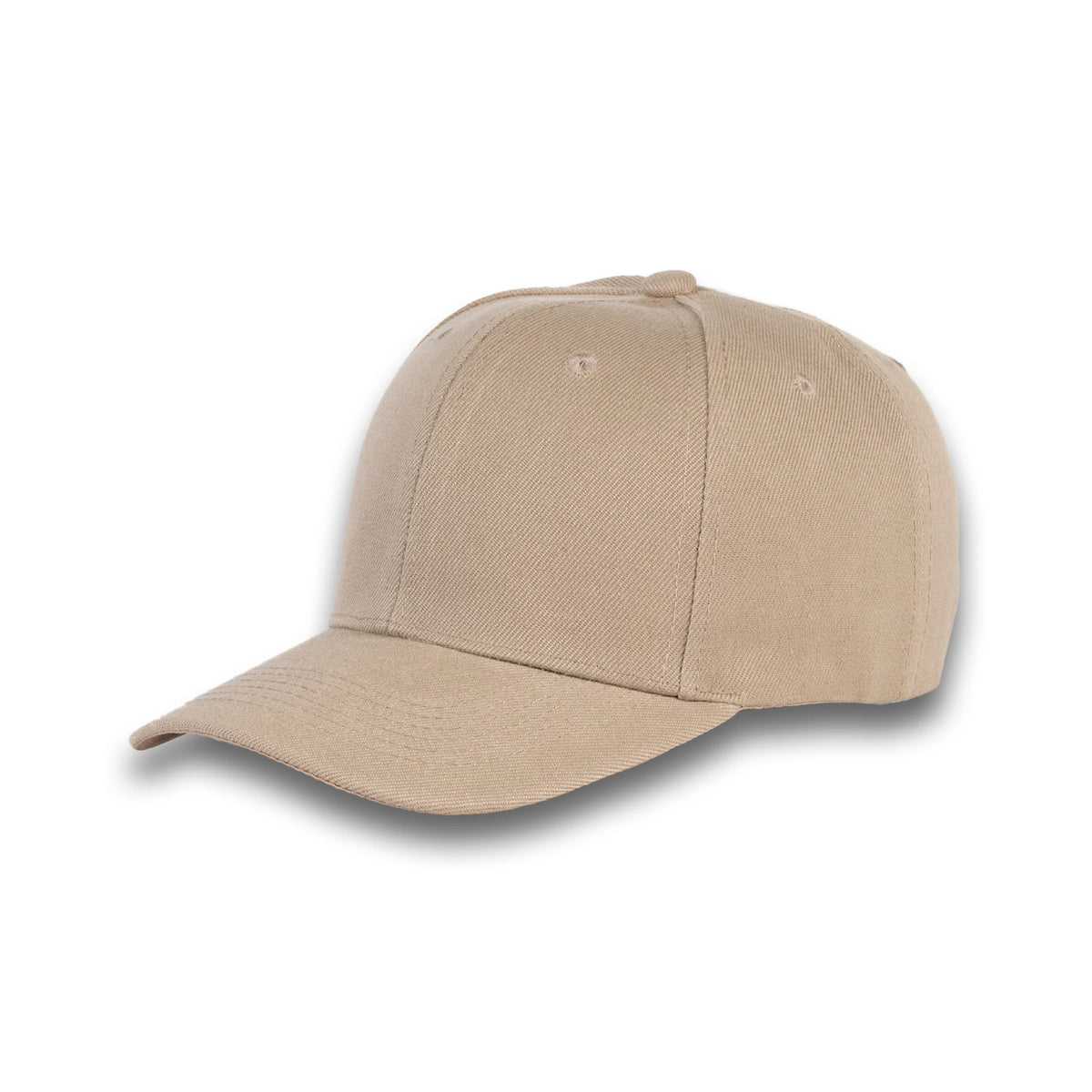GJ-1 khaki wholesale 6-panel velcro hat front view