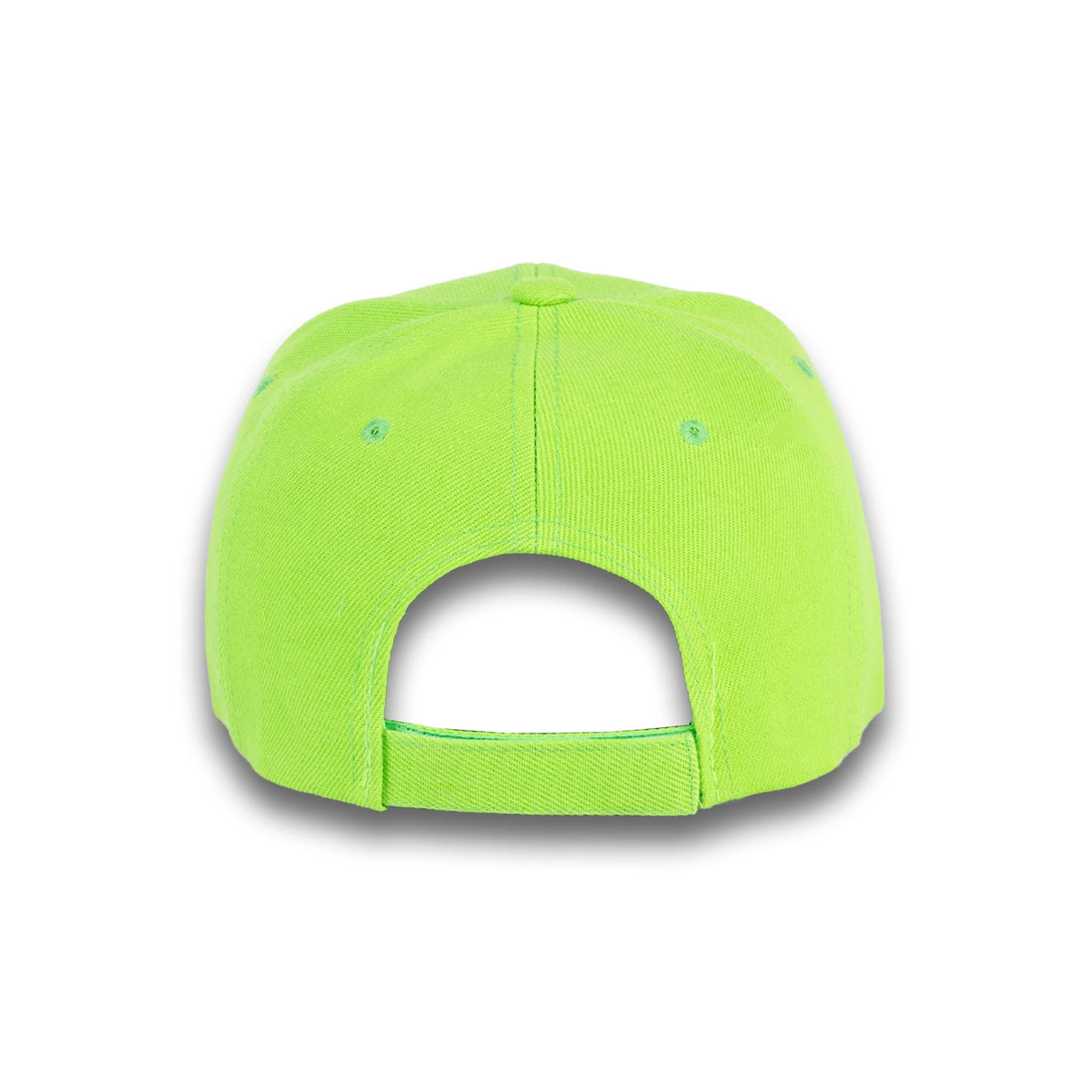 GJ-1 neon green wholesale 6-panel velcro hat back view
