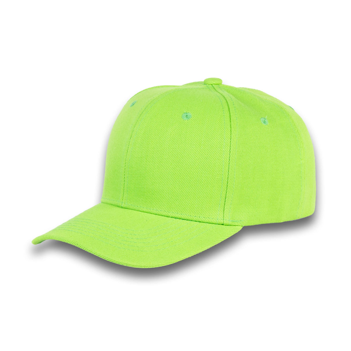 GJ-1 neon green wholesale 6-panel velcro hat front view