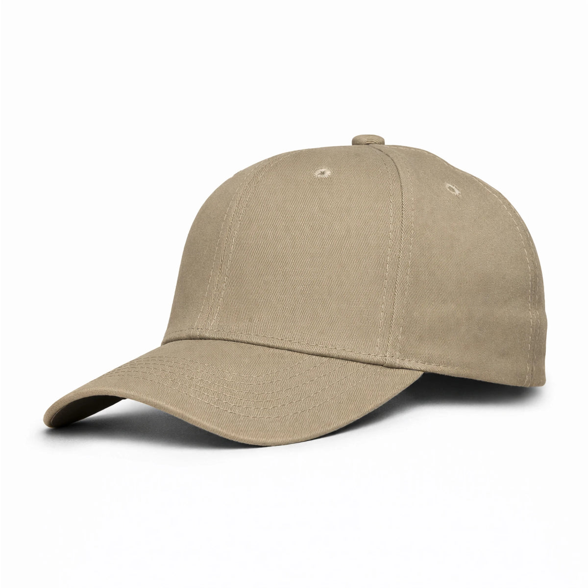 GJ-11 khaki wholesale 6-panel fitted performance hat front view