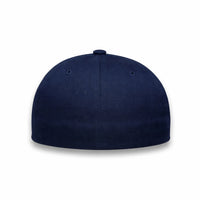 GJ-11 navy wholesale 6-panel fitted performance hat back view