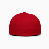 GJ-11 red wholesale 6-panel fitted performance hat back view