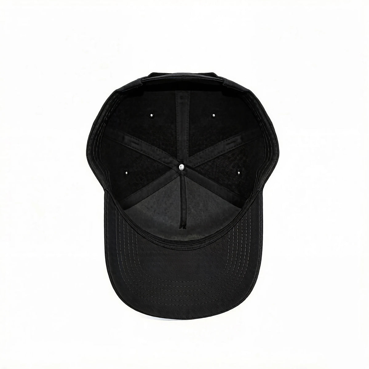 GJ-1A black wholesale 5-panel snapback hat interior view