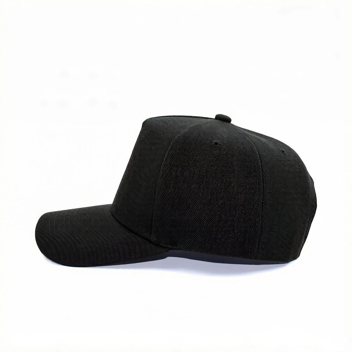 GJ-1A black wholesale 5-panel snapback hat side view