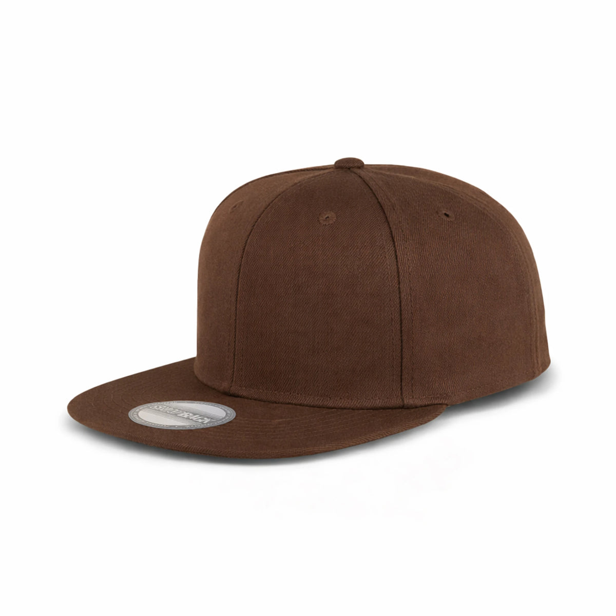GJ-4 brown wholesale 6-panel flat bill snapback hat front view
