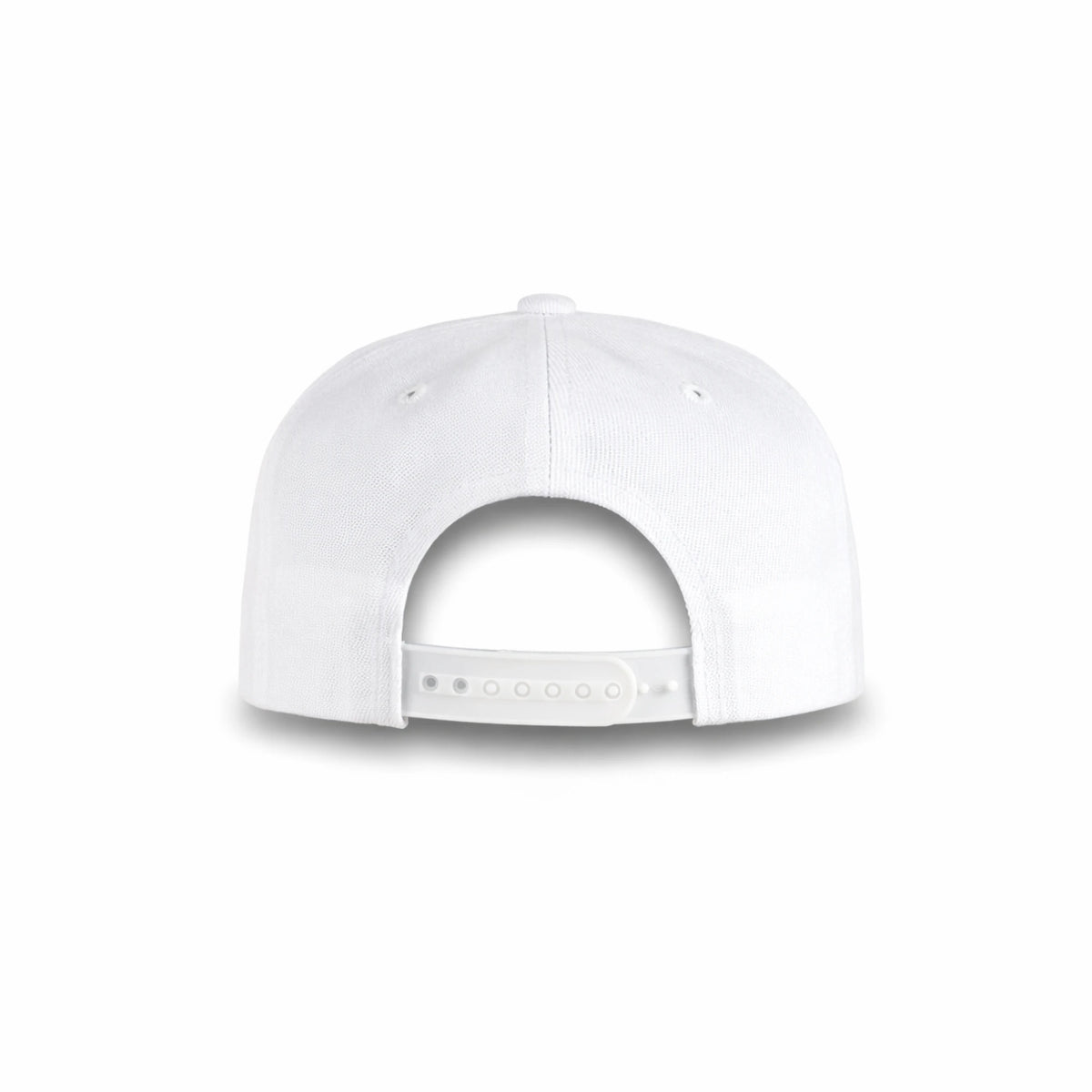 GJ-4 white wholesale 6-panel flat bill snapback hat back view