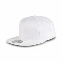GJ-4 white wholesale 6-panel flat bill snapback hat front view
