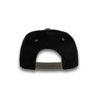 GJ-5 black dark grey wholesale 6-panel flat bill snapback hat back view