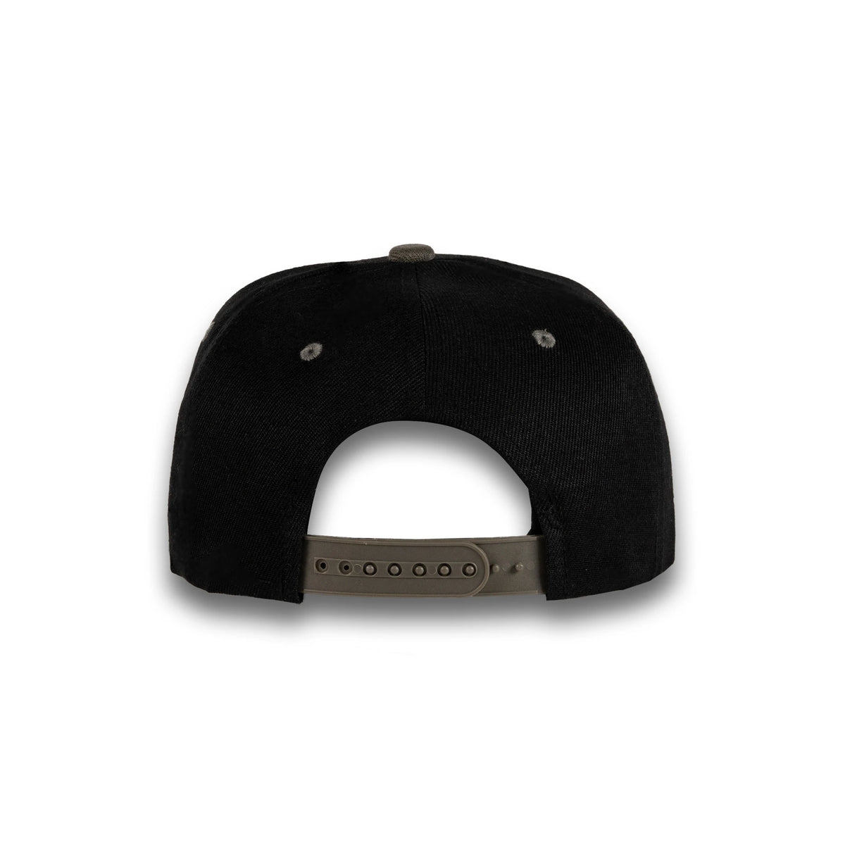 GJ-5 black dark grey wholesale 6-panel flat bill snapback hat back view