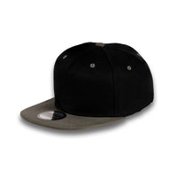 GJ-5 black dark grey wholesale 6-panel flat bill snapback hat front view
