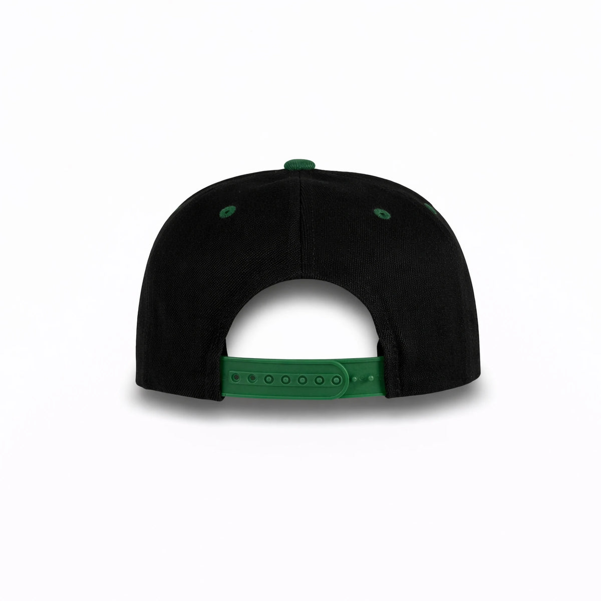 GJ-5 black dark green wholesale 6-panel flat bill snapback hat back view