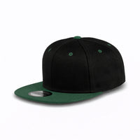 GJ-5 black dark green wholesale 6-panel flat bill snapback hat front view