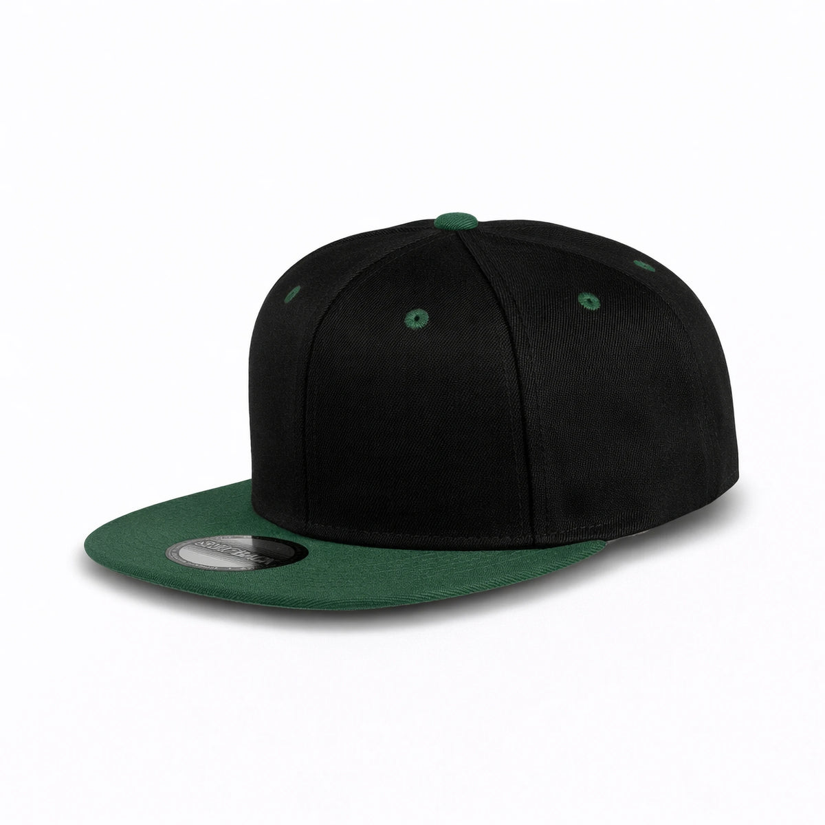 GJ-5 black dark green wholesale 6-panel flat bill snapback hat front view