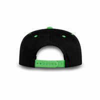 GJ-5 black kelly green wholesale 6-panel flat bill snapback hat back view