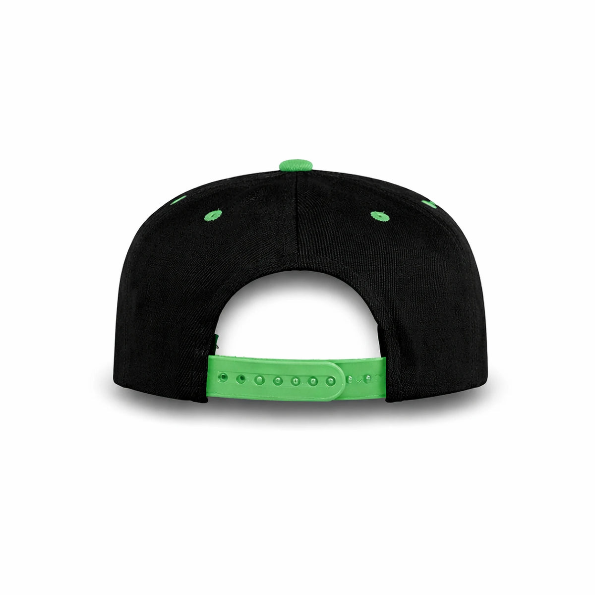 GJ-5 black kelly green wholesale 6-panel flat bill snapback hat back view