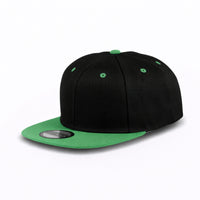 GJ-5 black kelly green wholesale 6-panel flat bill snapback hat front view