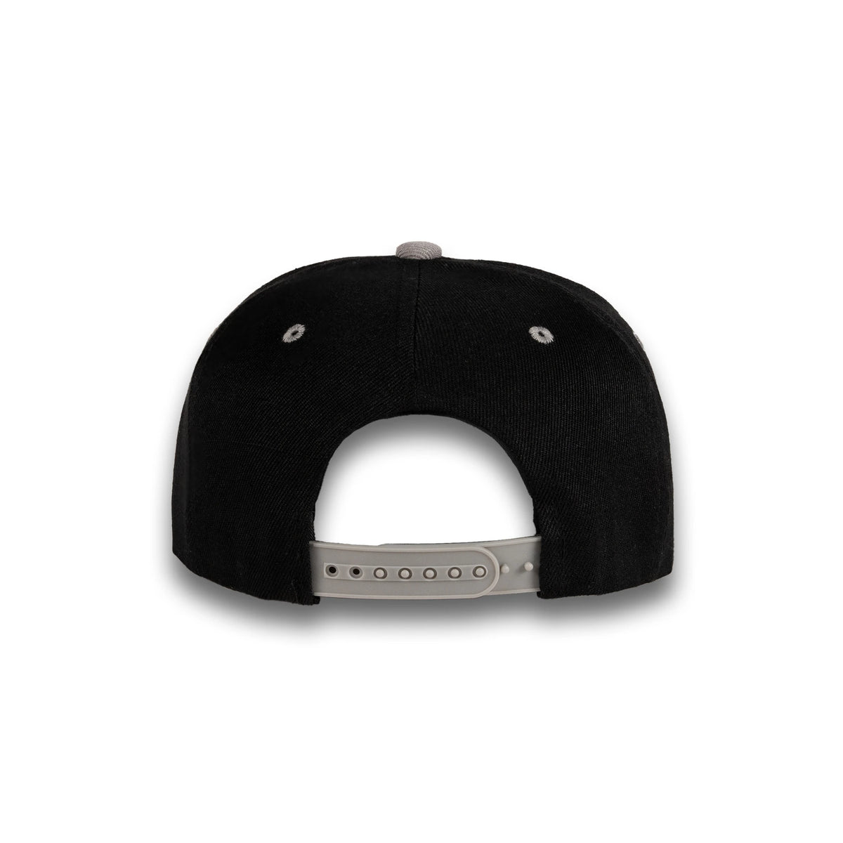 GJ-5 black light grey wholesale 6-panel flat bill snapback hat back view