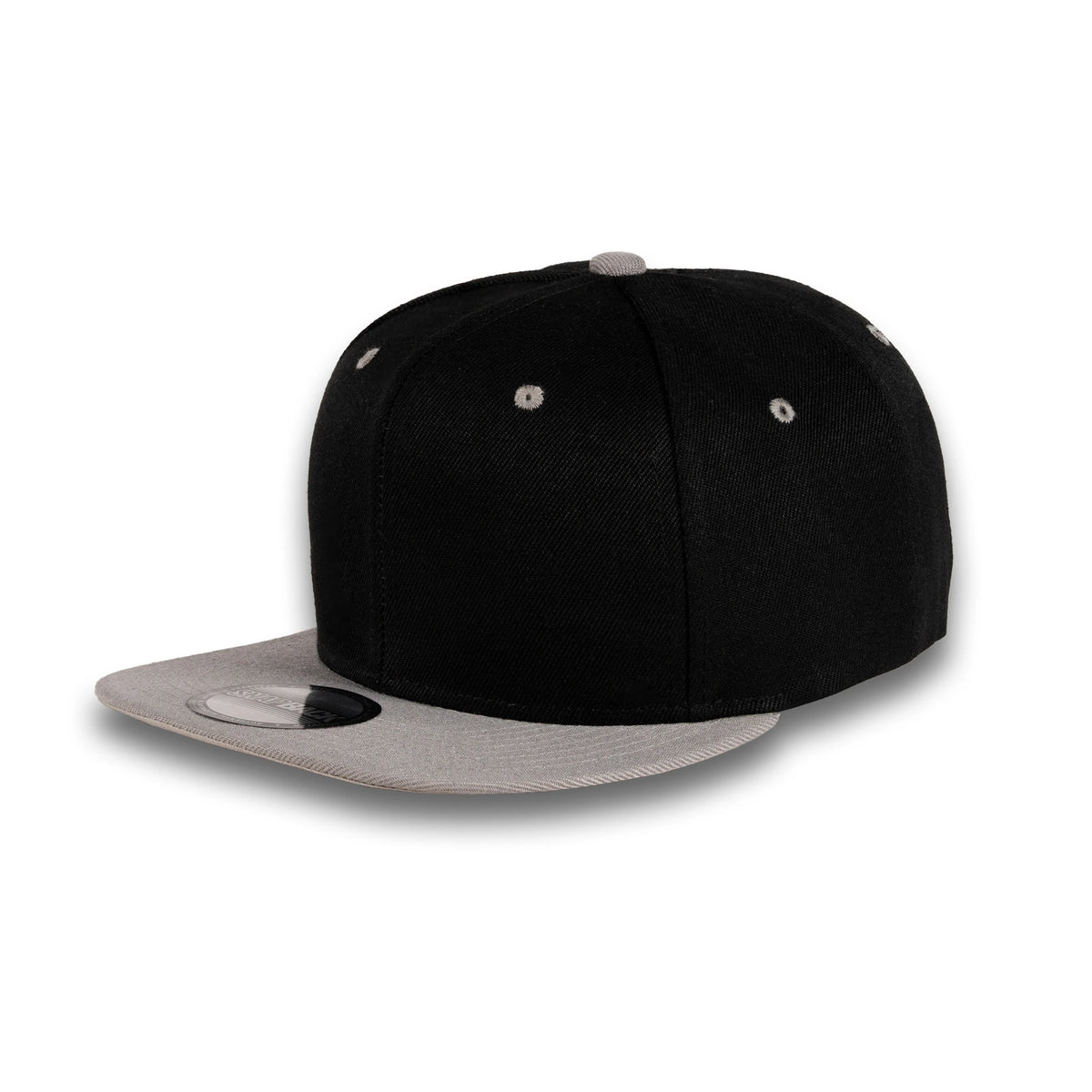 GJ-5 black light grey wholesale 6-panel flat bill snapback hat front view