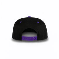 GJ-5 black purple wholesale 6-panel flat bill snapback hat back view