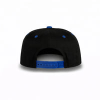 GJ-5 black royal wholesale 6-panel flat bill snapback hat back view