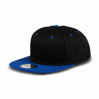 GJ-5 black royal wholesale 6-panel flat bill snapback hat front view