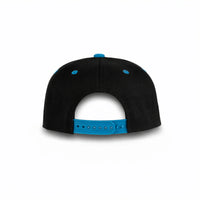 GJ-5 black teal wholesale 6-panel flat bill snapback hat back view