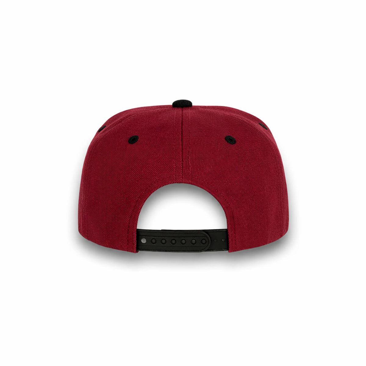 GJ-5 burgundy black wholesale 6-panel flat bill snapback hat back view