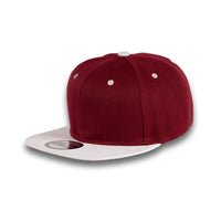 GJ-5 burgundy white wholesale 6-panel flat bill snapback hat front view