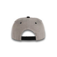 GJ-5 light grey black wholesale 6-panel flat bill snapback hat back view