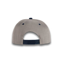 GJ-5 light grey navy wholesale 6-panel flat bill snapback hat back view