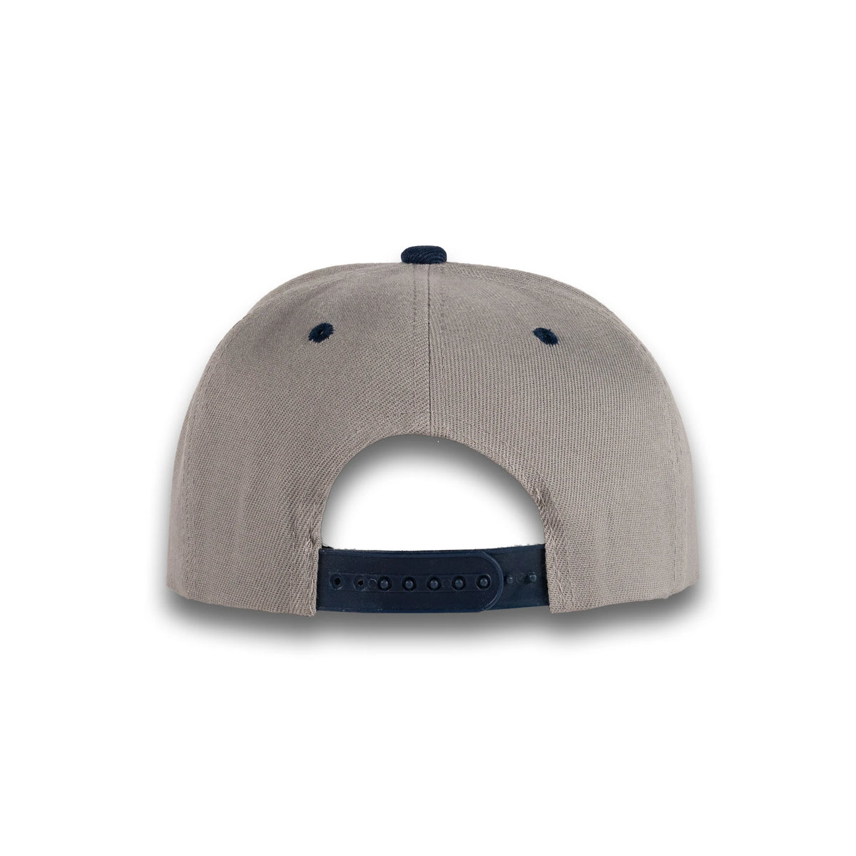 GJ-5 light grey navy wholesale 6-panel flat bill snapback hat back view