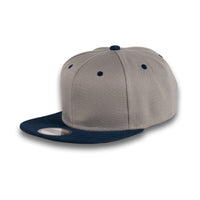 GJ-5 light grey navy wholesale 6-panel flat bill snapback hat front view