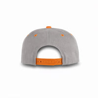 GJ-5 light grey orange wholesale 6-panel flat bill snapback hat back view