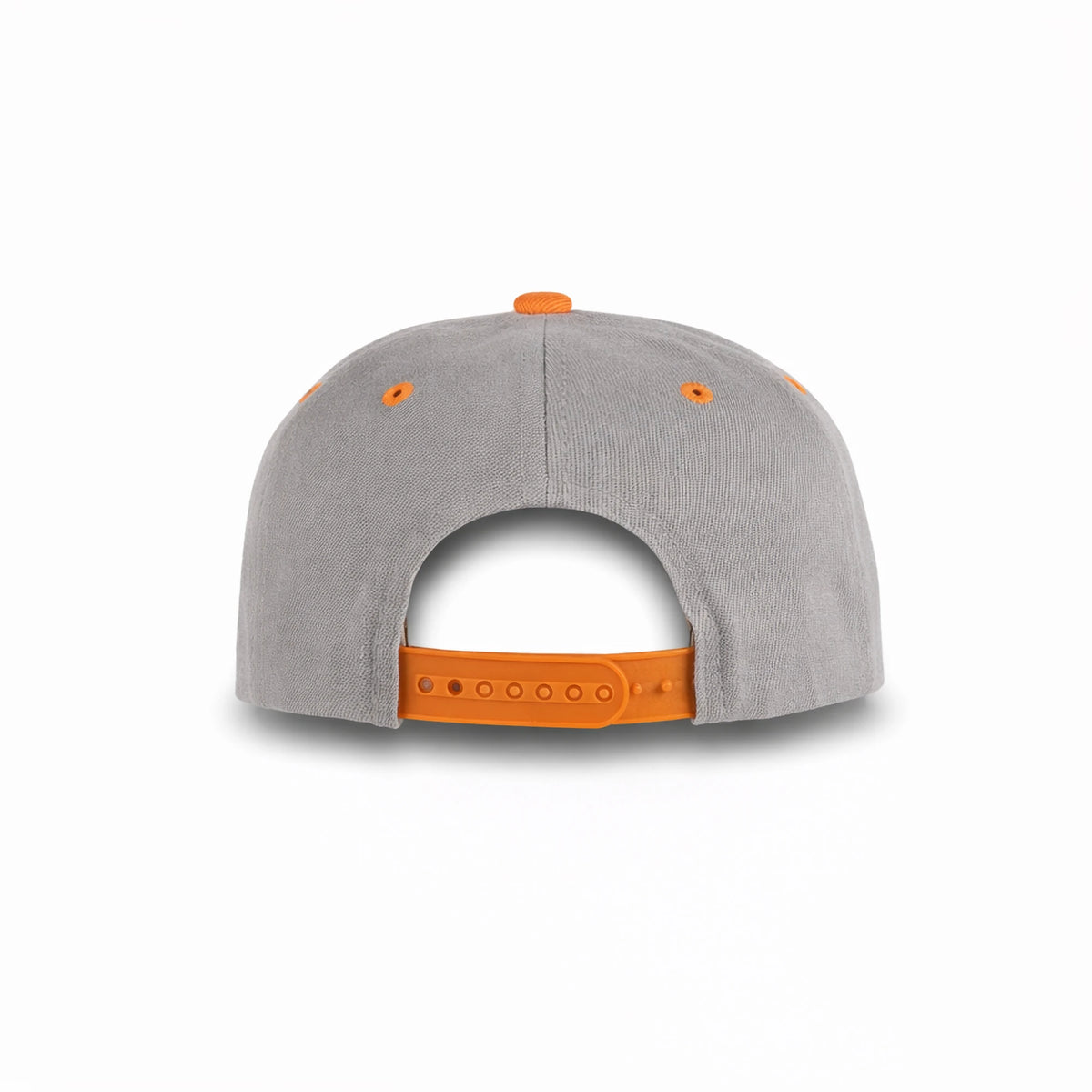 GJ-5 light grey orange wholesale 6-panel flat bill snapback hat back view
