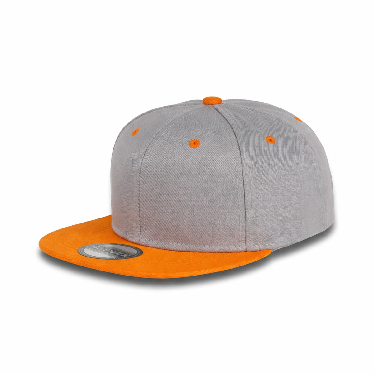 GJ-5 light grey orange wholesale 6-panel flat bill snapback hat front view