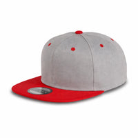 GJ-5 light grey red wholesale 6-panel flat bill snapback hat front view
