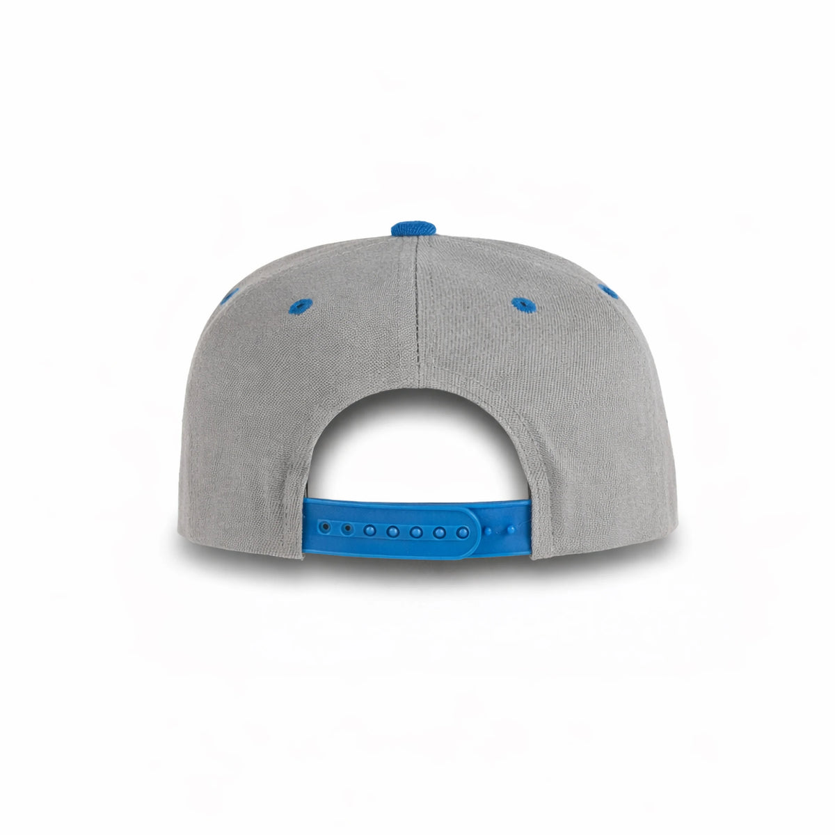 GJ-5 light grey royal wholesale 6-panel flat bill snapback hat back view