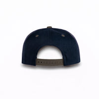GJ-5 navy grey wholesale 6-panel flat bill snapback hat back view