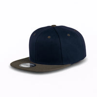 GJ-5 navy grey wholesale 6-panel flat bill snapback hat front view