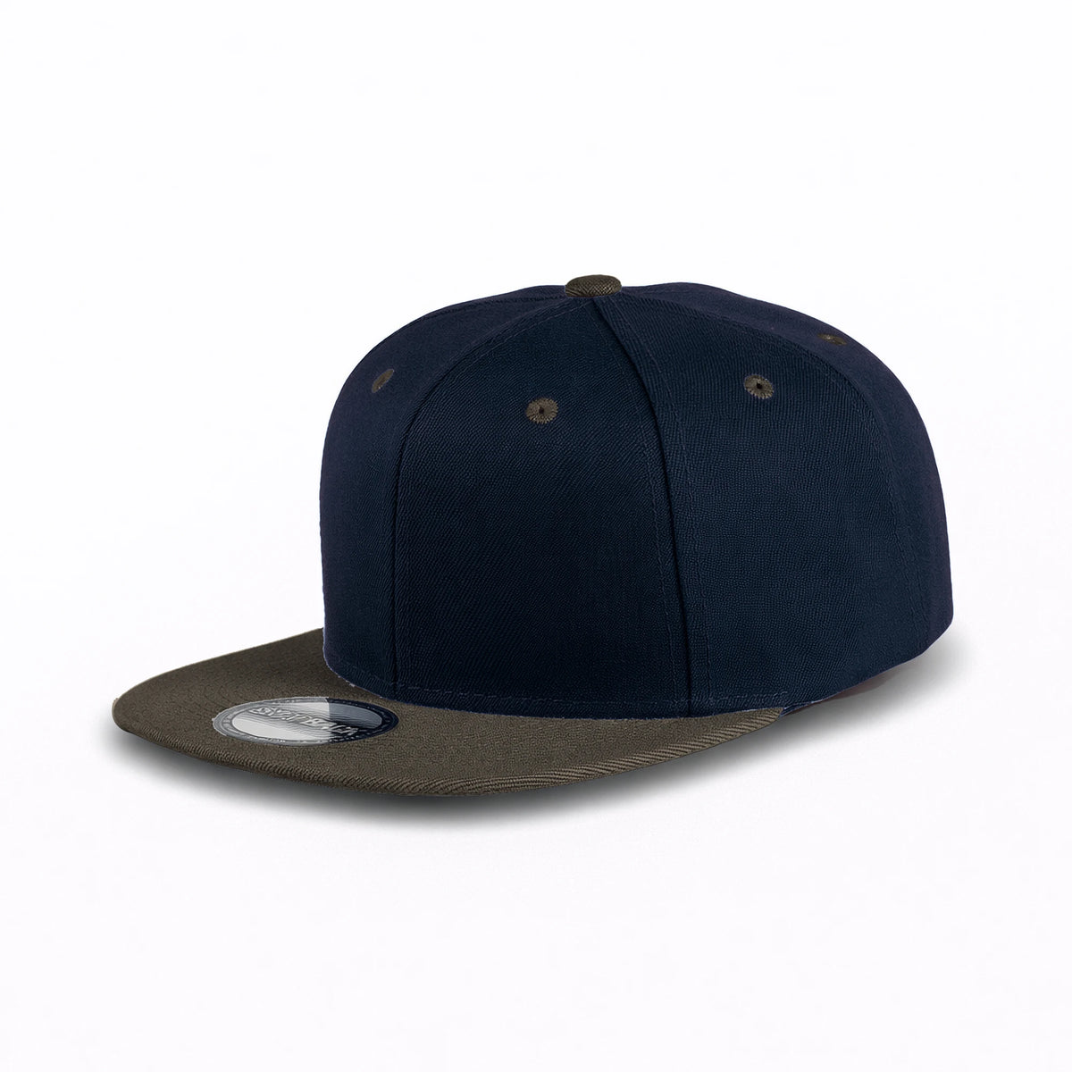 GJ-5 navy grey wholesale 6-panel flat bill snapback hat front view