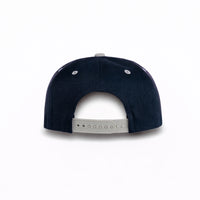 GJ-5 navy light grey wholesale 6-panel flat bill snapback hat back view