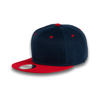 GJ-5 navy red wholesale 6-panel flat bill snapback hat front view