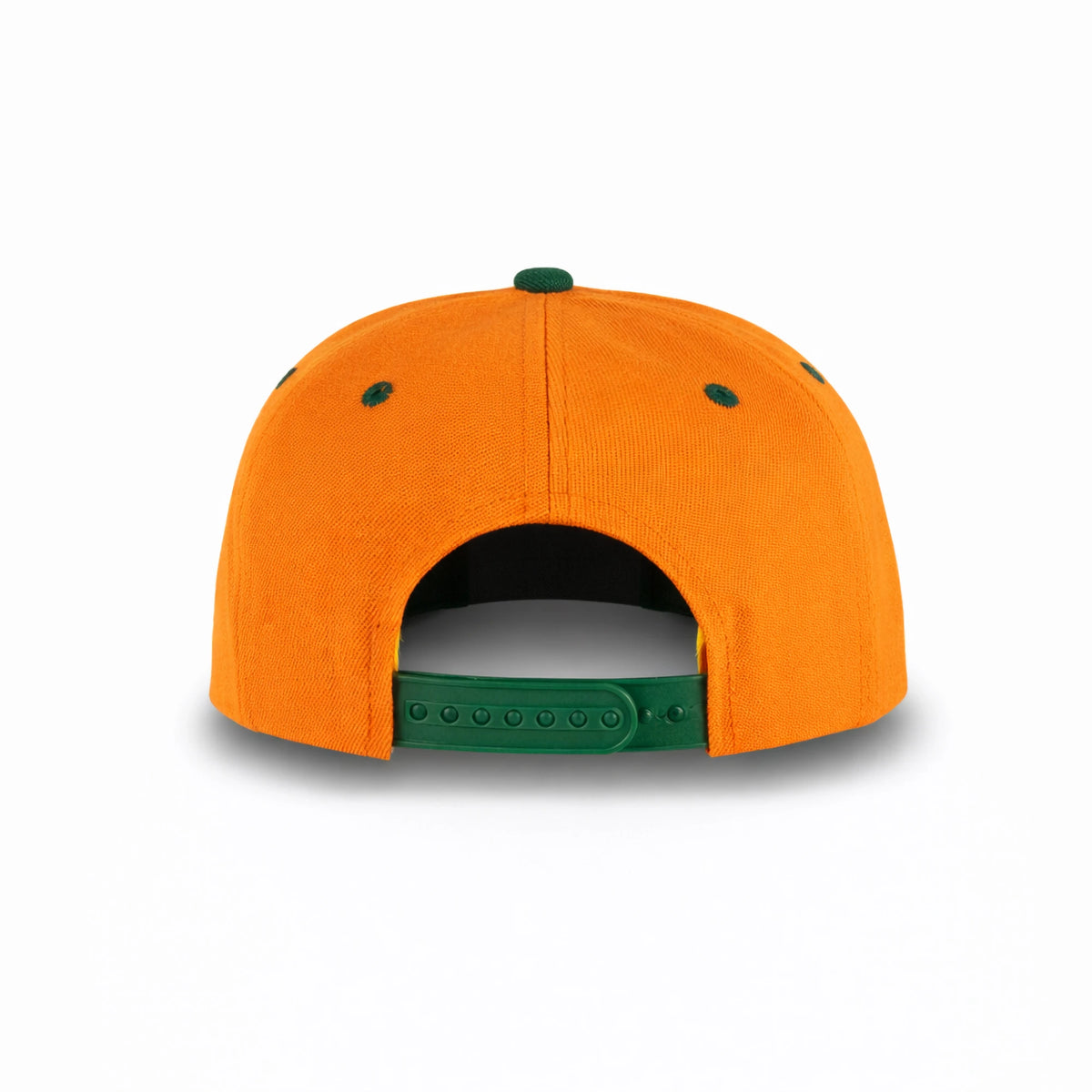 GJ-5 orange dark green wholesale 6-panel flat bill snapback hat back view