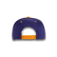 GJ-5 purple gold wholesale 6-panel flat bill snapback hat back view