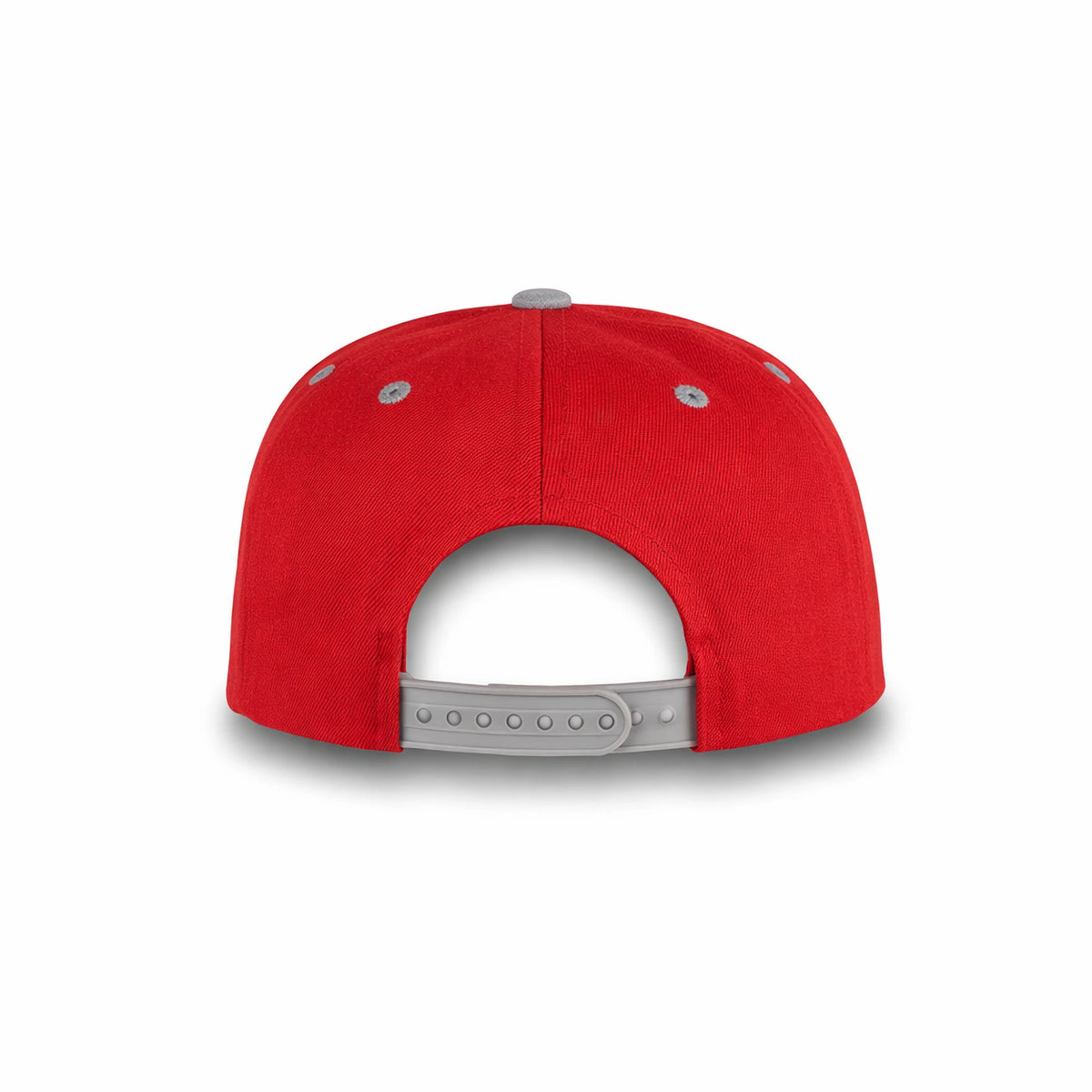 GJ-5 red light grey wholesale 6-panel flat bill snapback hat back view
