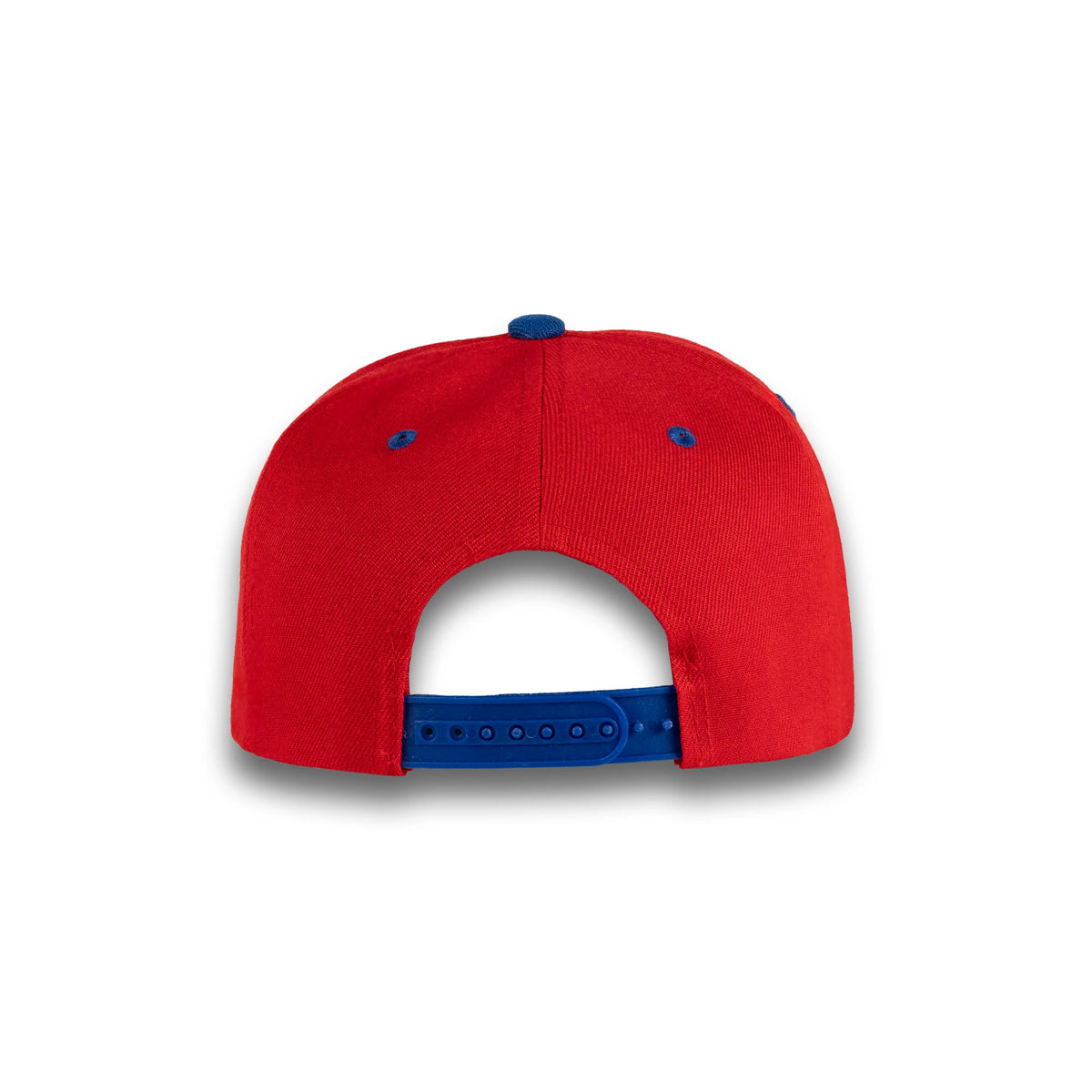 GJ-5 red royal wholesale 6-panel flat bill snapback hat back view