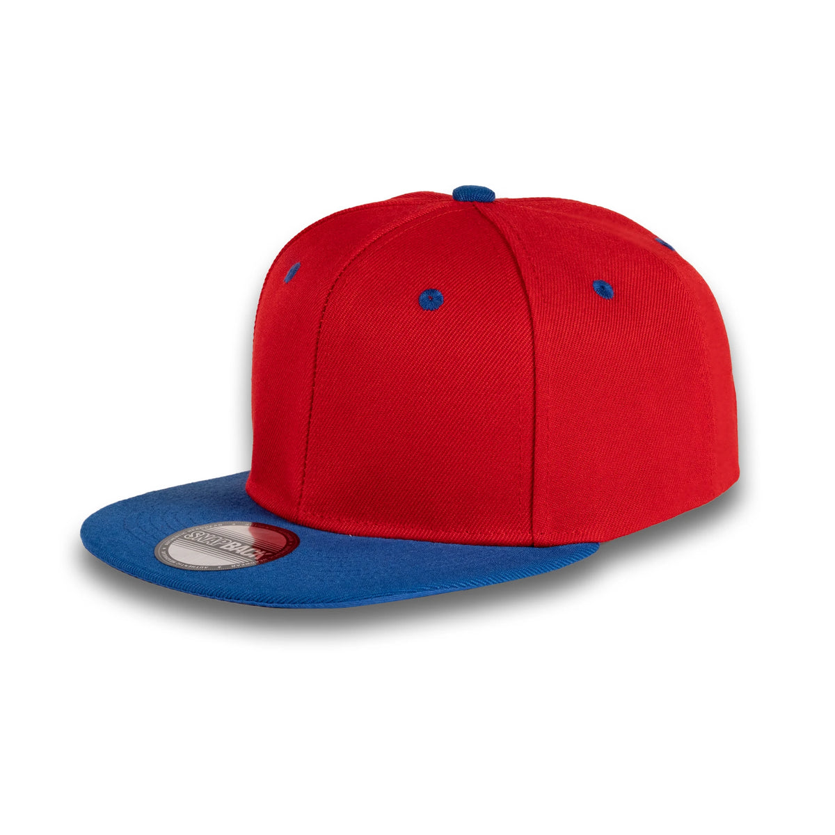 GJ-5 red royal wholesale 6-panel flat bill snapback hat front view